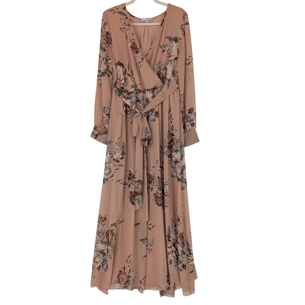 Baltic Born Lydia Maxi Dress Womens XL Dusty Rose Floral Long Sleeve V-Neck Boho